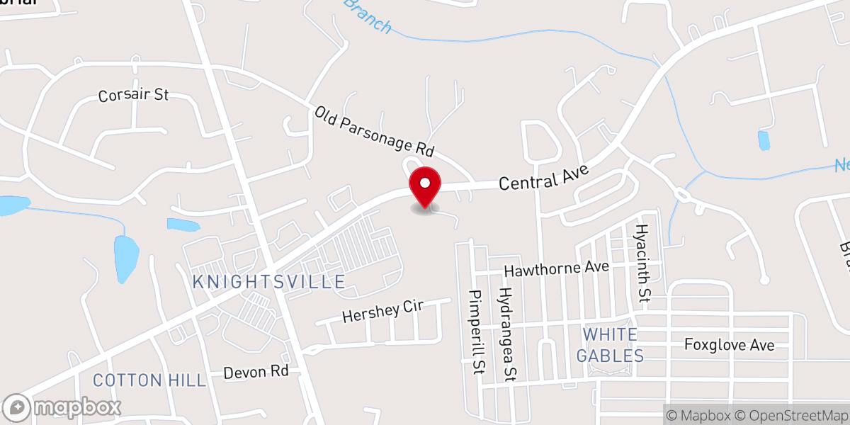 Map showing location of Knightsville Methodist Church