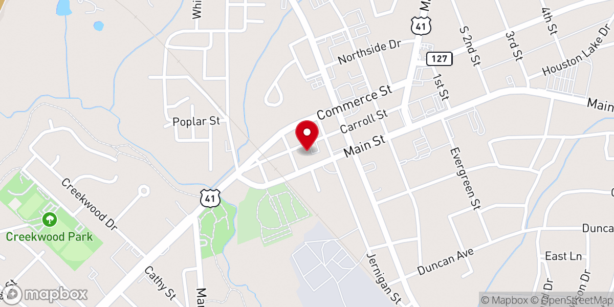 Map showing location of Bible Belt Burlesque