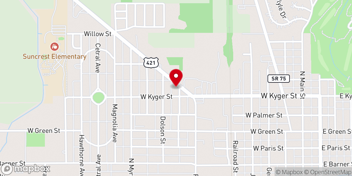 Map showing location of Pilgrim Holiness Church
