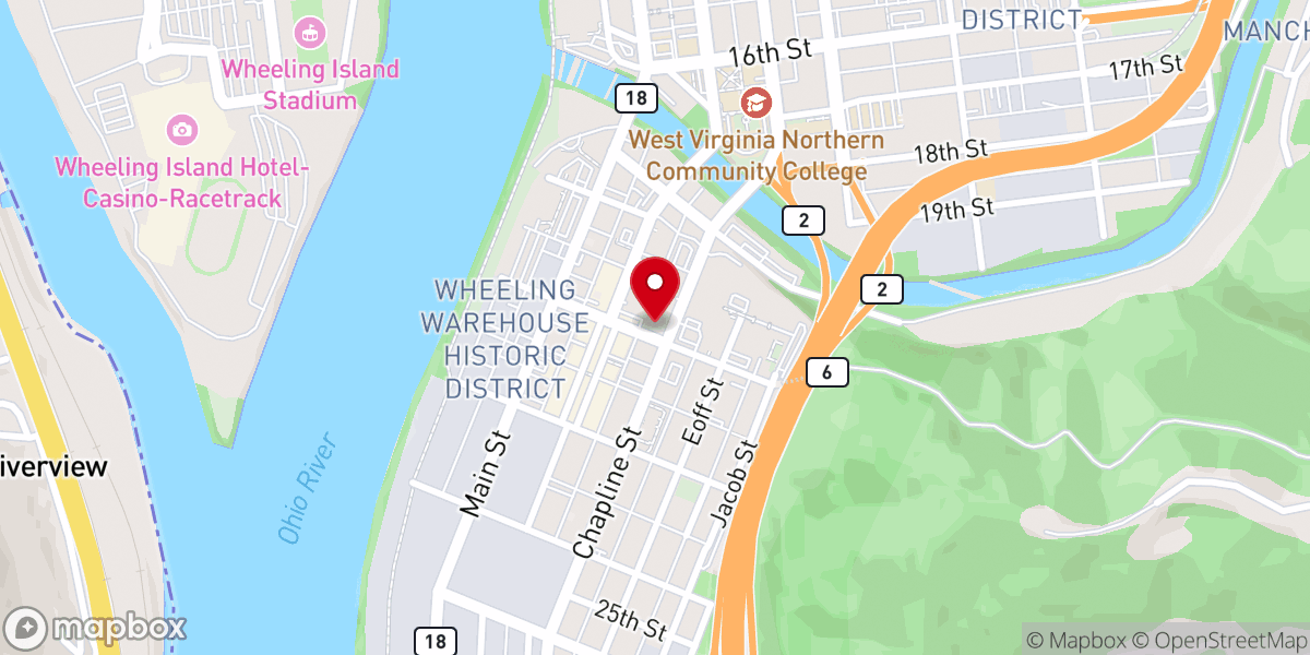 Map showing location of Centre Wheeling Fellowship