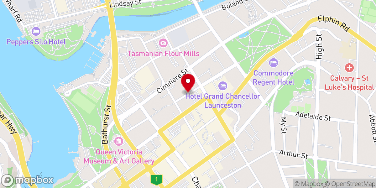 Map showing location of Holy Trinity Launceston