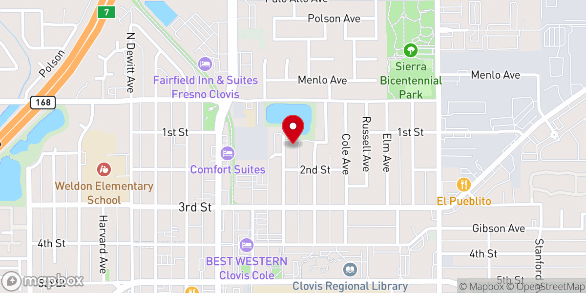 Map showing location of Clovis Foursquare Church