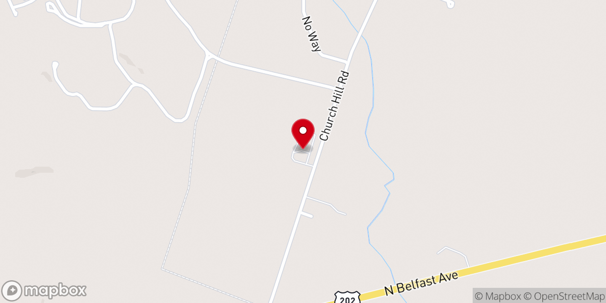 Map showing location of Church Hill Baptist Church