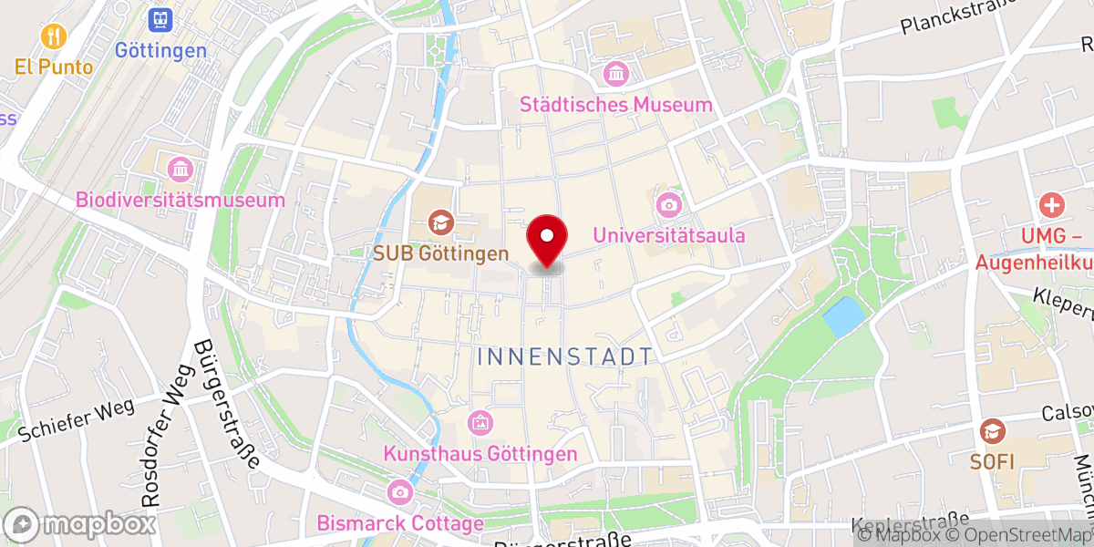 Map showing location of Göttingen Zentrum (Altstadt)