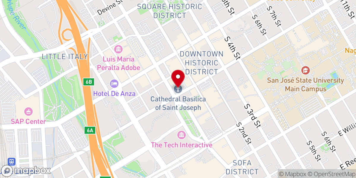 Map showing location of St. Joseph's Roman Catholic Church