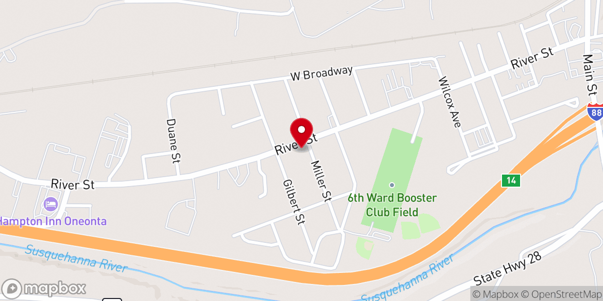 Map showing location of River Street Baptist Church