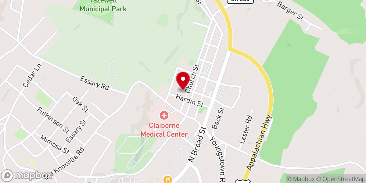 Map showing location of Claiborne County Family Justice Center