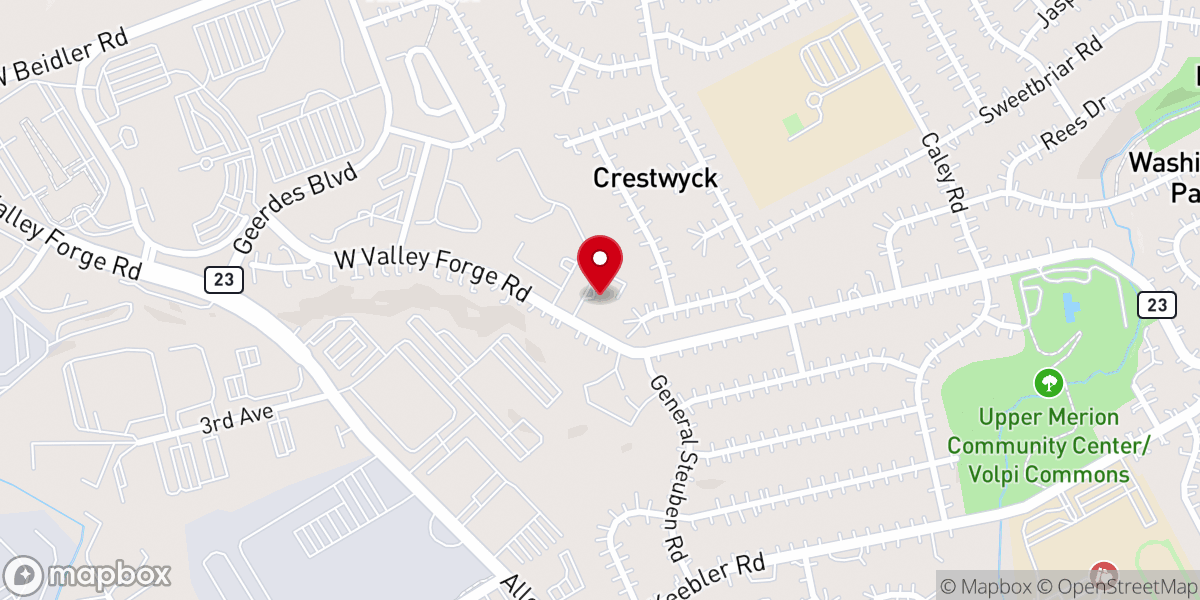 Map showing location of King of Prussia Church of Christ