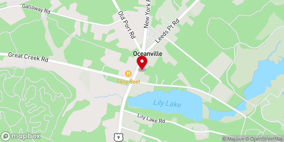 Map showing location of Oceanville United Methodist Church