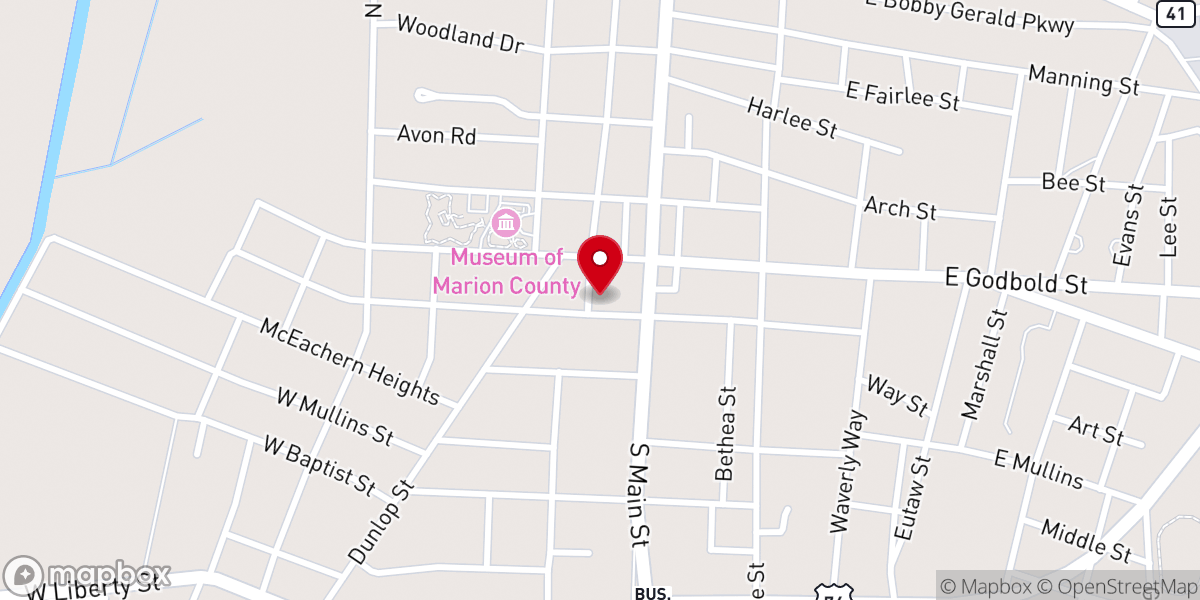 Map showing location of Marion Baptist Church