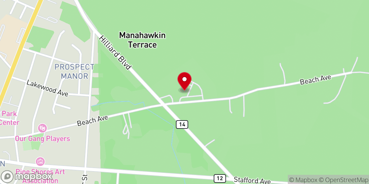 Map showing location of Manahawkin Baptist Church