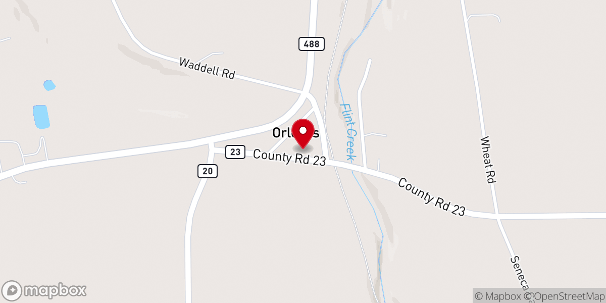 Map showing location of Orleans Baptist Church