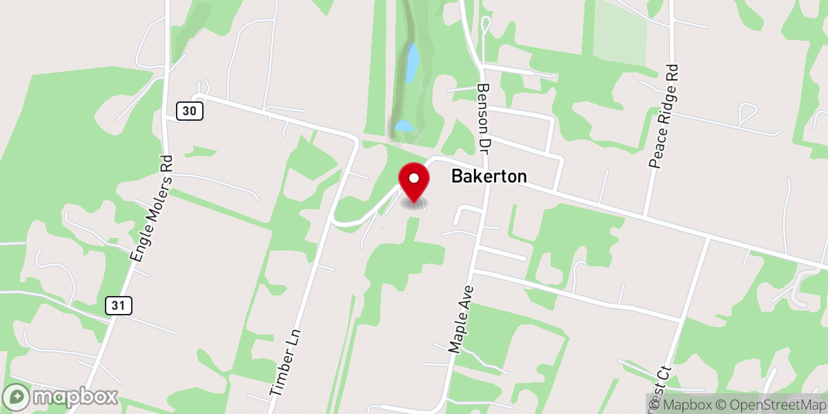 Map showing location of Bakerton Bible Church