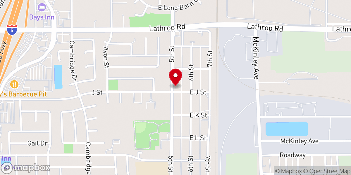 Map showing location of Lathrop Community Church