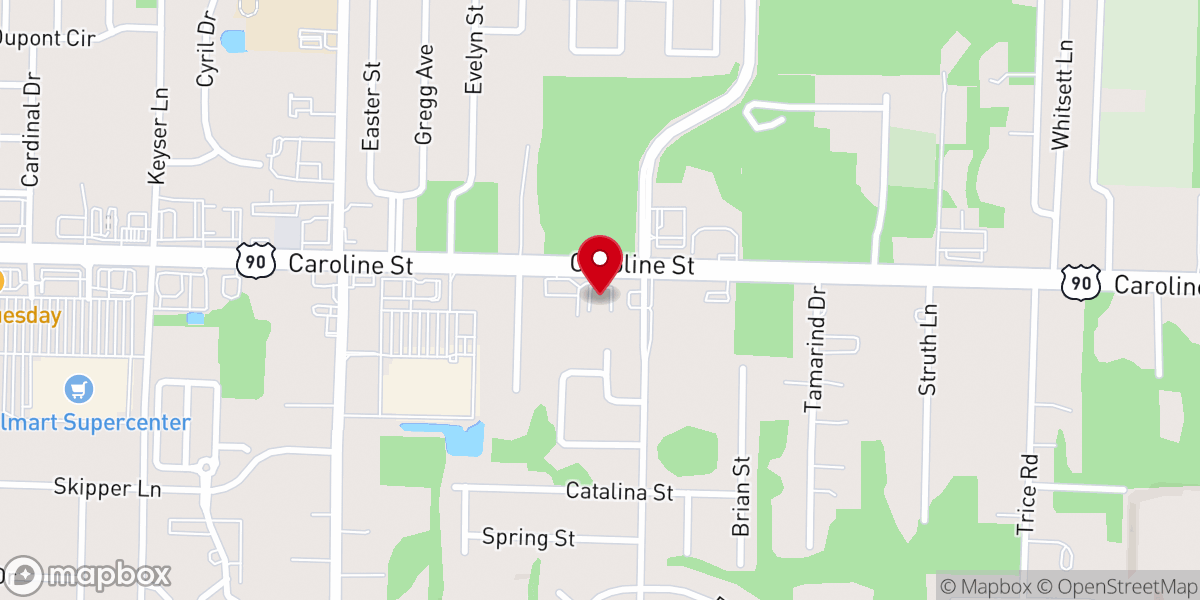 Map showing location of Fellowship Baptist Church