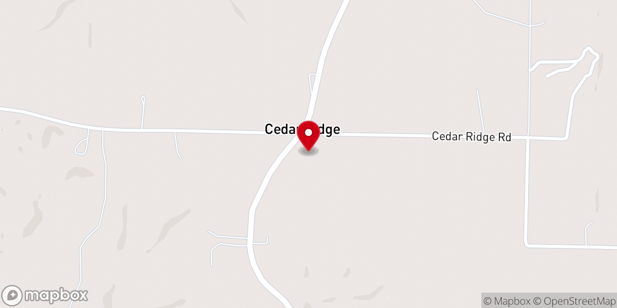 Map showing location of Cedar Ridge Freewill Baptist Church