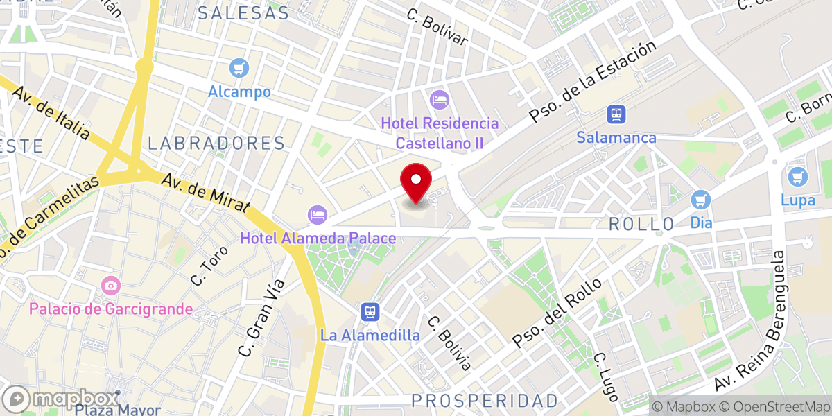 Map showing location of Iglesia Evangélica Paseo de la Estación