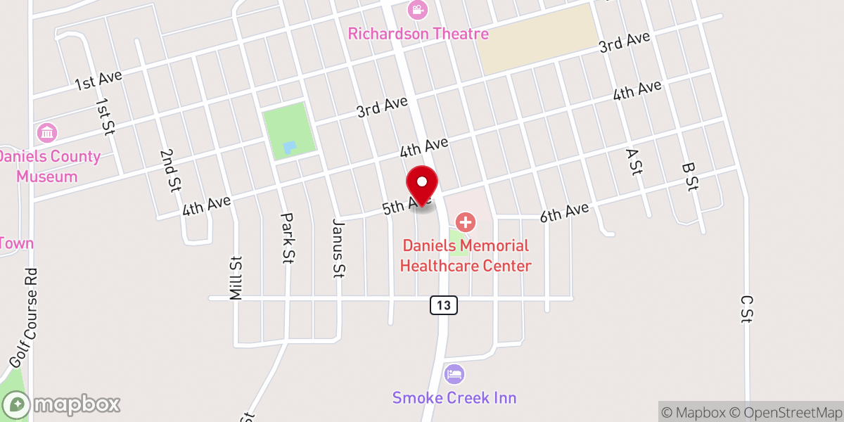 Map showing location of Cornerstone Assembly of God - Scobey