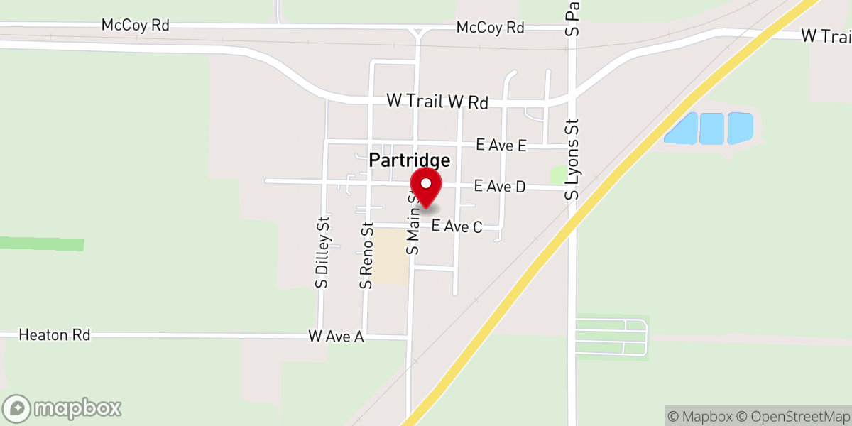 Map showing location of Partridge Community Church