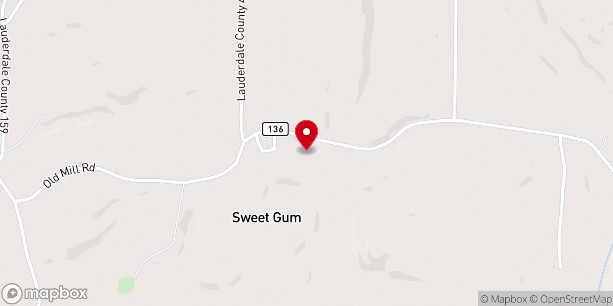 Map showing location of Sweet Gum Flat Primitive Baptist Church