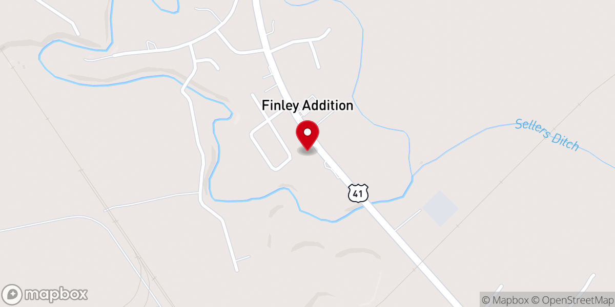 Map showing location of Finley Baptist Church