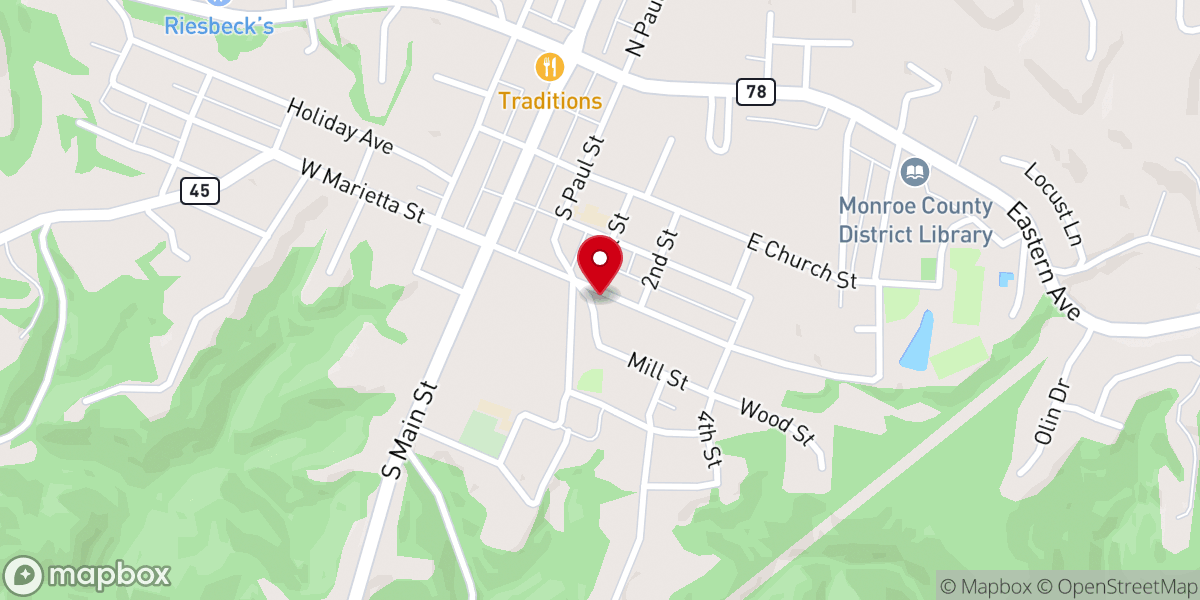 Map showing location of The Anchor Church of Woodsfield
