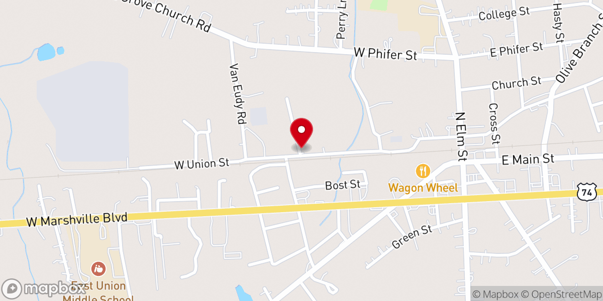 Map showing location of Robinson Chapel AME Zion Church