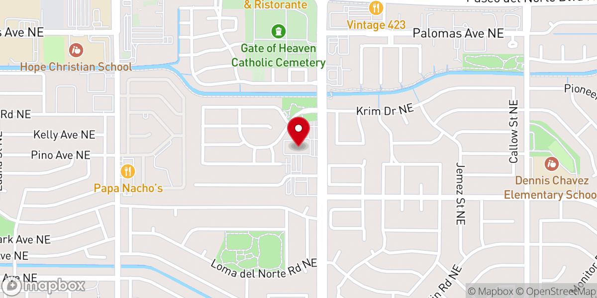 Map showing location of Risen Savior Catholic Church, Albuquerque