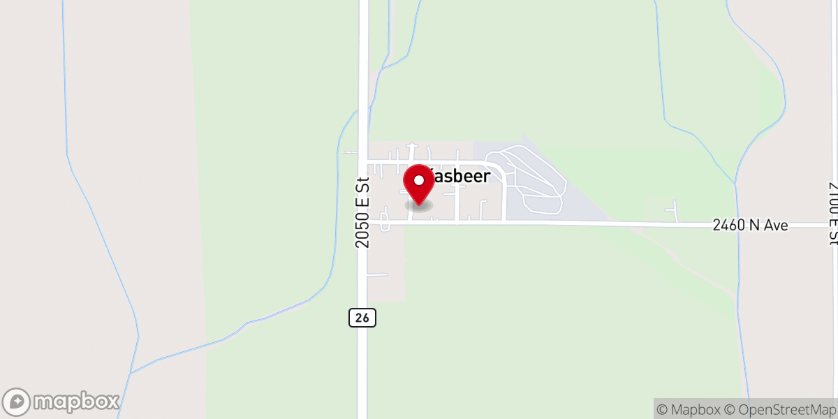 Map showing location of Kasbeer Community Church