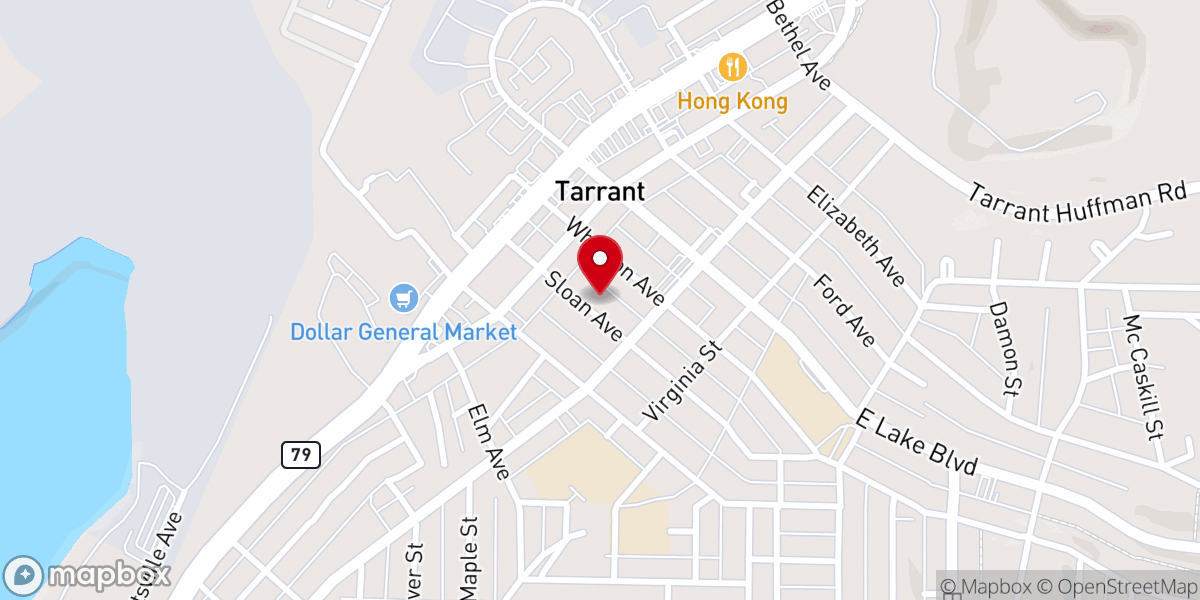 Map showing location of Lakeside Church of Tarrant City