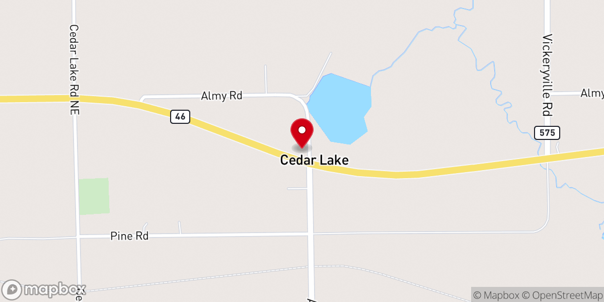 Map showing location of Cedar Lake Treasures
