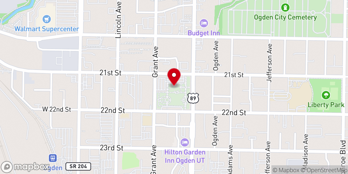 Map showing location of Ogden Utah Tabernacle