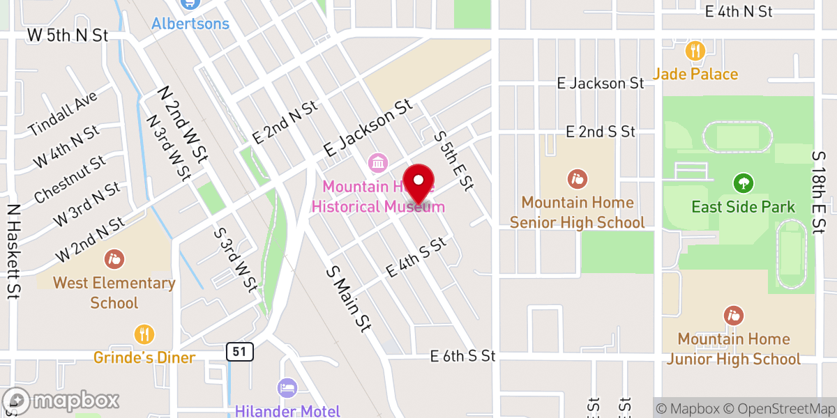 Map showing location of The Rock Church in Mountain Home - Idaho