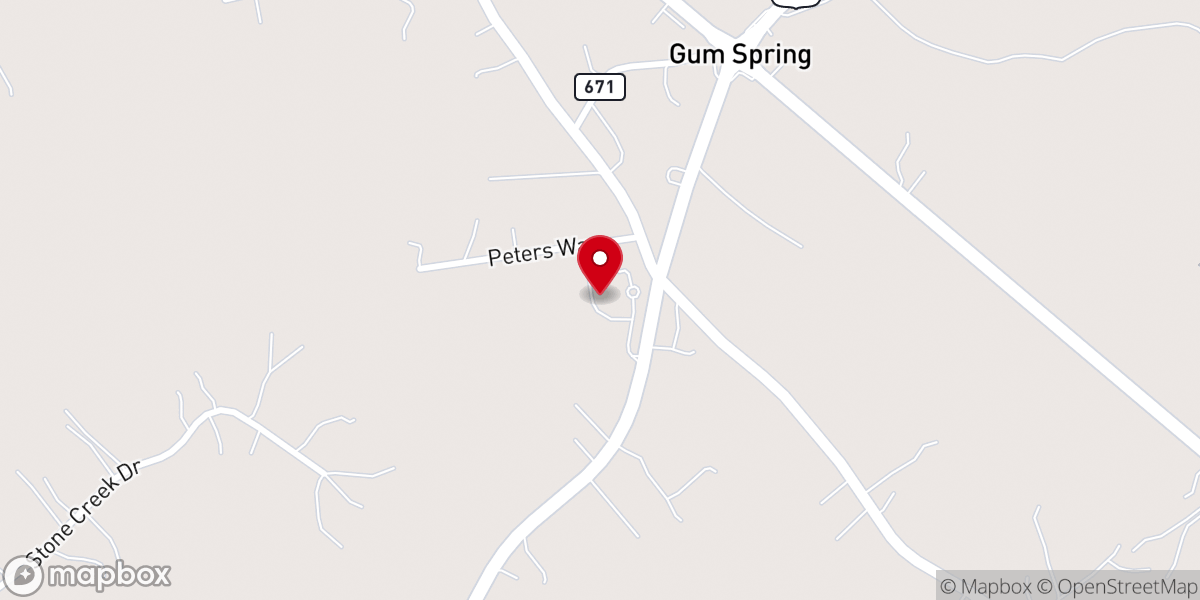 Map showing location of Gum Spring United Methodist Church