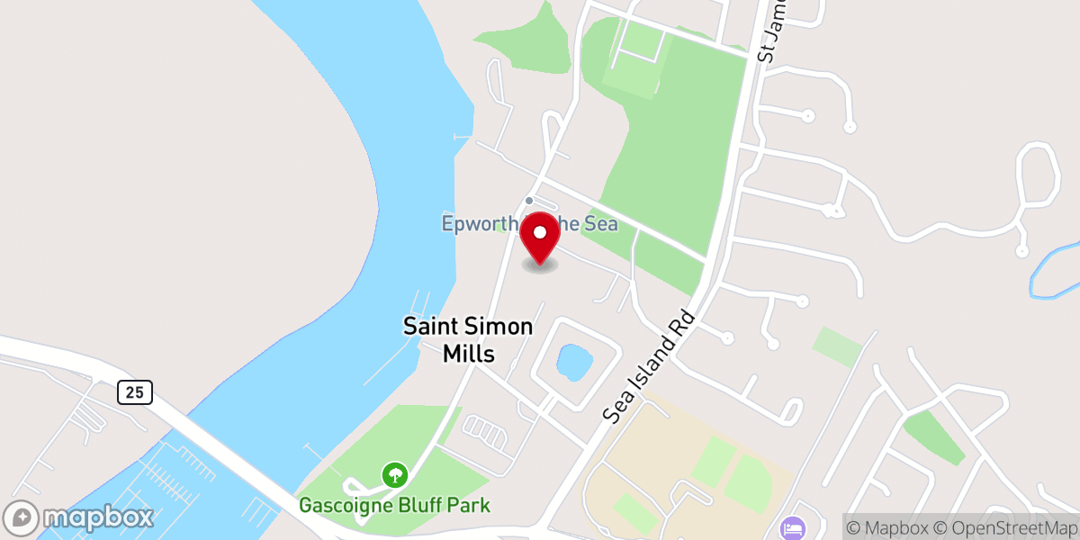 Map showing location of Saint Simons Mill Church