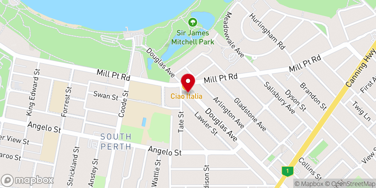 Map showing location of South Perth Baptist Church
