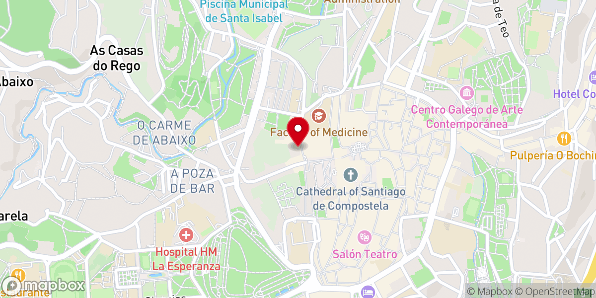 Map showing location of Albergue Santiago KM0
