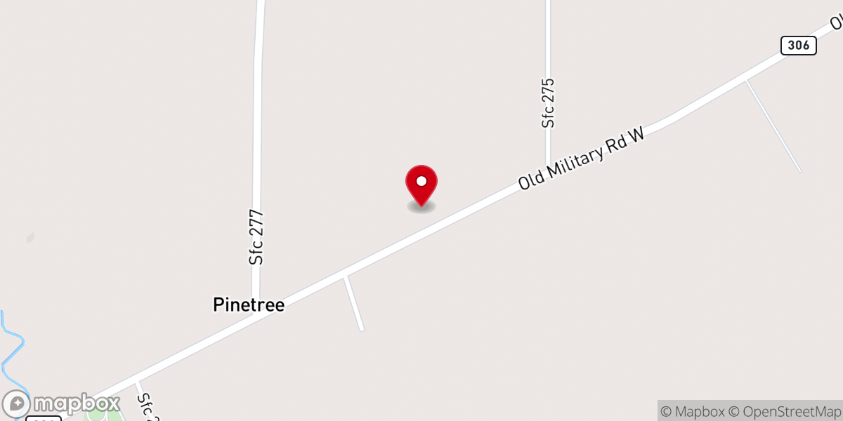 Map showing location of Pine Tree Baptist Church