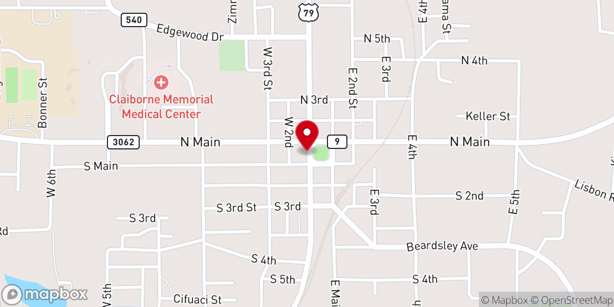 Map showing location of Claiborne Parish 911 Administration
