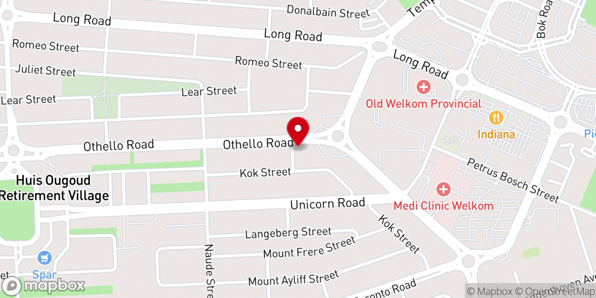 Map showing location of St Paul's Presbyterian Church, Welkom (UPCSA)