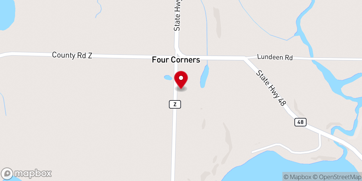 Map showing location of Trade Lake Baptist Church