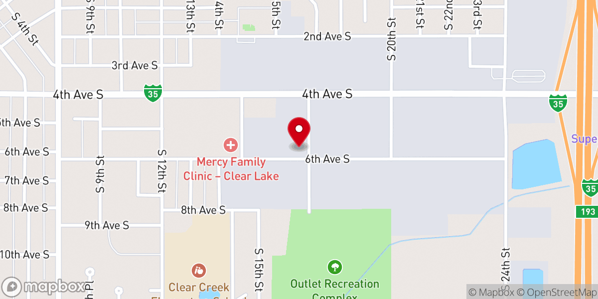 Map showing location of Clear Lake Open Bible Church