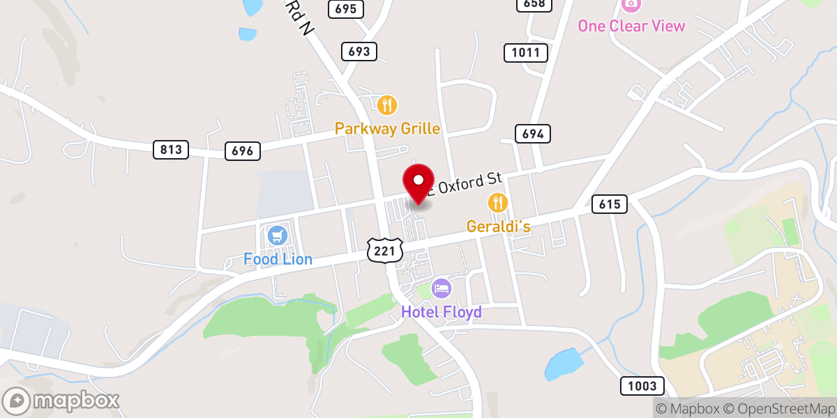 Map showing location of Floyd County Visitor Center
