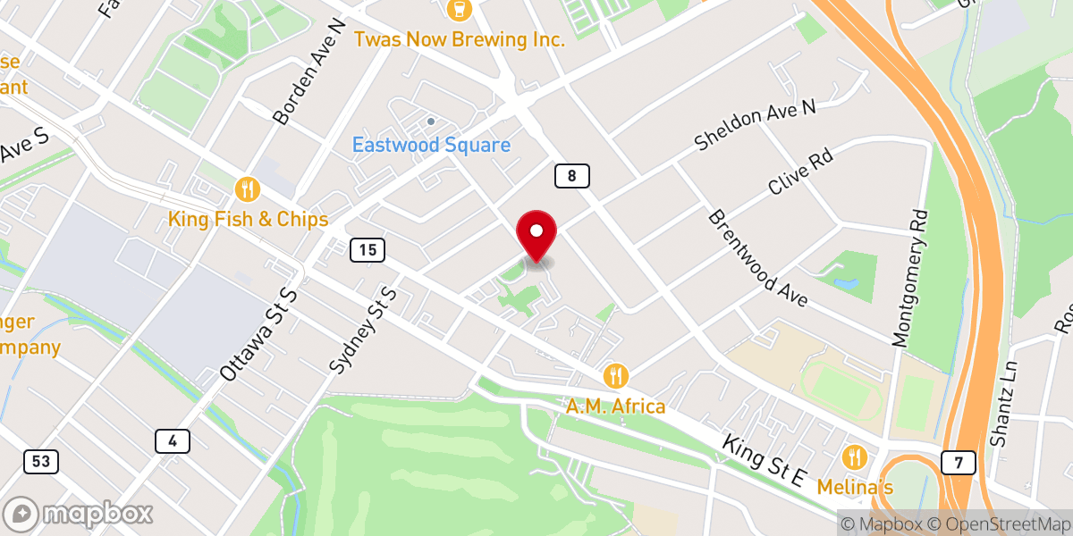 Map showing location of Bethel Evangelical Lutheran Church