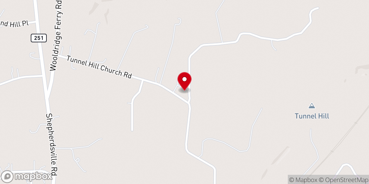 Map showing location of Tunnel Hill Baptist Church