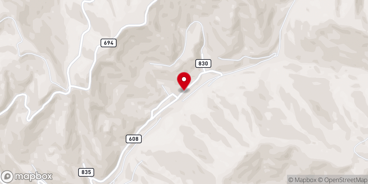 Map showing location of Straight Hollow Freewill Baptist church