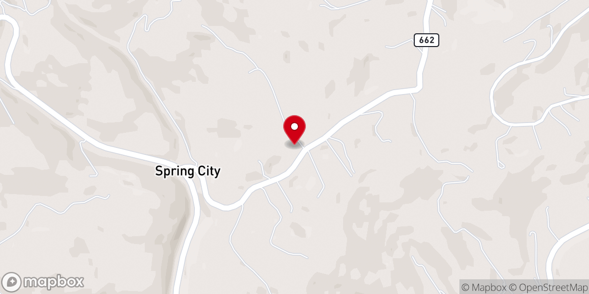 Map showing location of Spring City Baptist Church