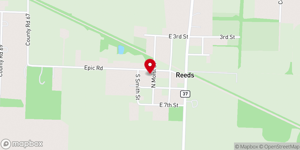Map showing location of Reeds Baptist Church
