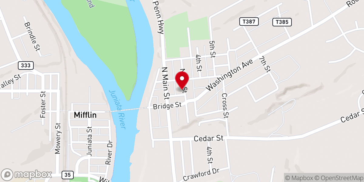 Map showing location of Westminster United Presbyterian Church