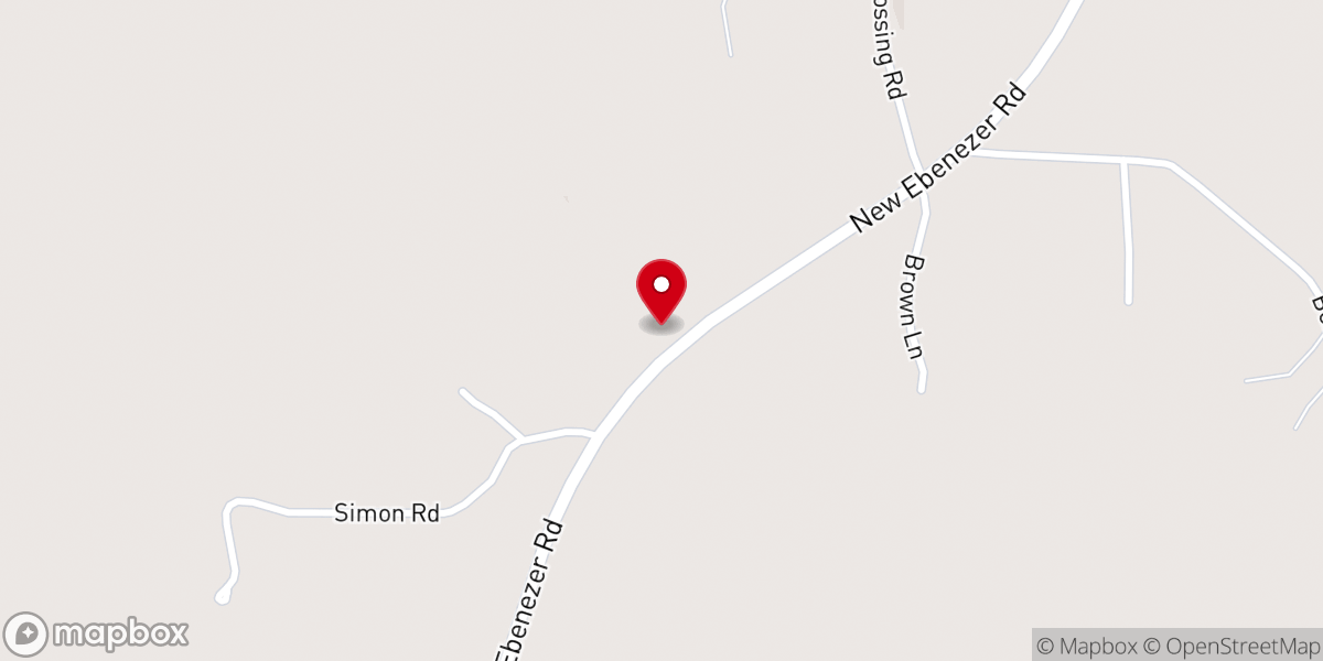 Map showing location of New Ebenezer Church